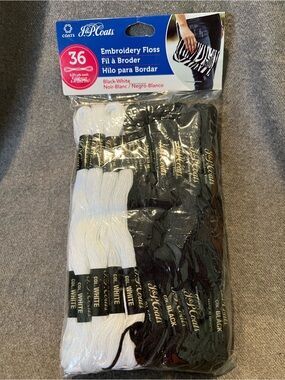 🌻3/$15 36 Skeins Black/White Embroidery Floss-NIP
